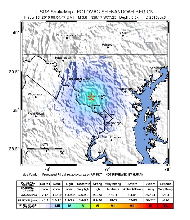 Gaithersburg Earthquake
