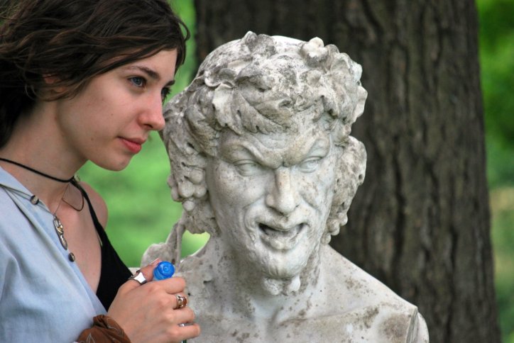 Clare with Dionysus at Fruitlands