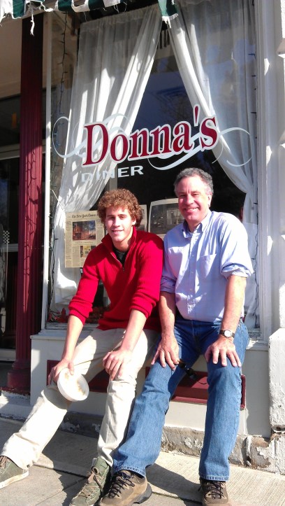 Dean and Andrew outside Donna's Diner