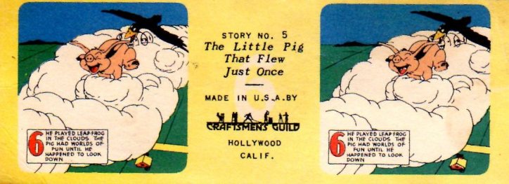 He played leapfrog in the clouds. The pig had worlds of fun until he happened to look down.