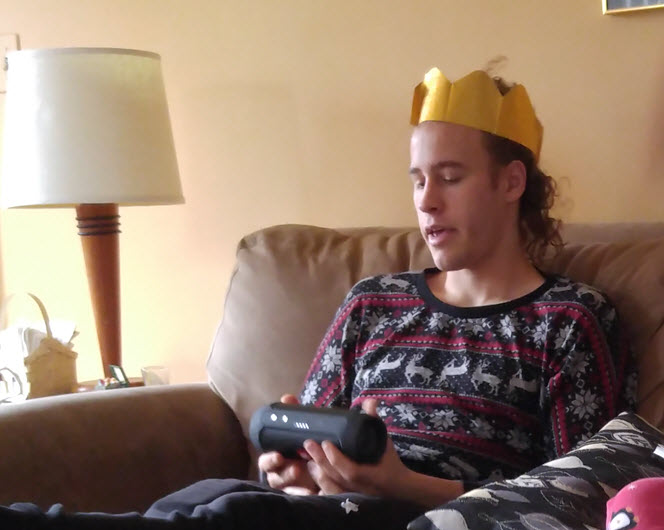 Andrew wearing a silly hat