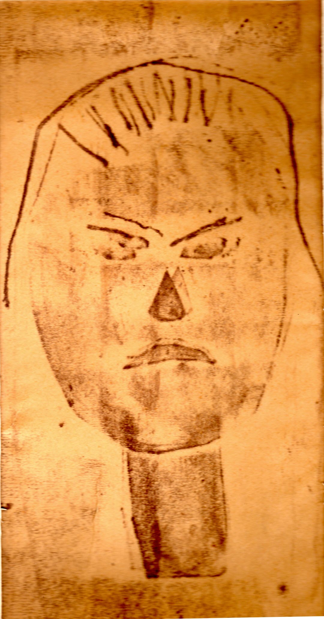 Etching of angry face