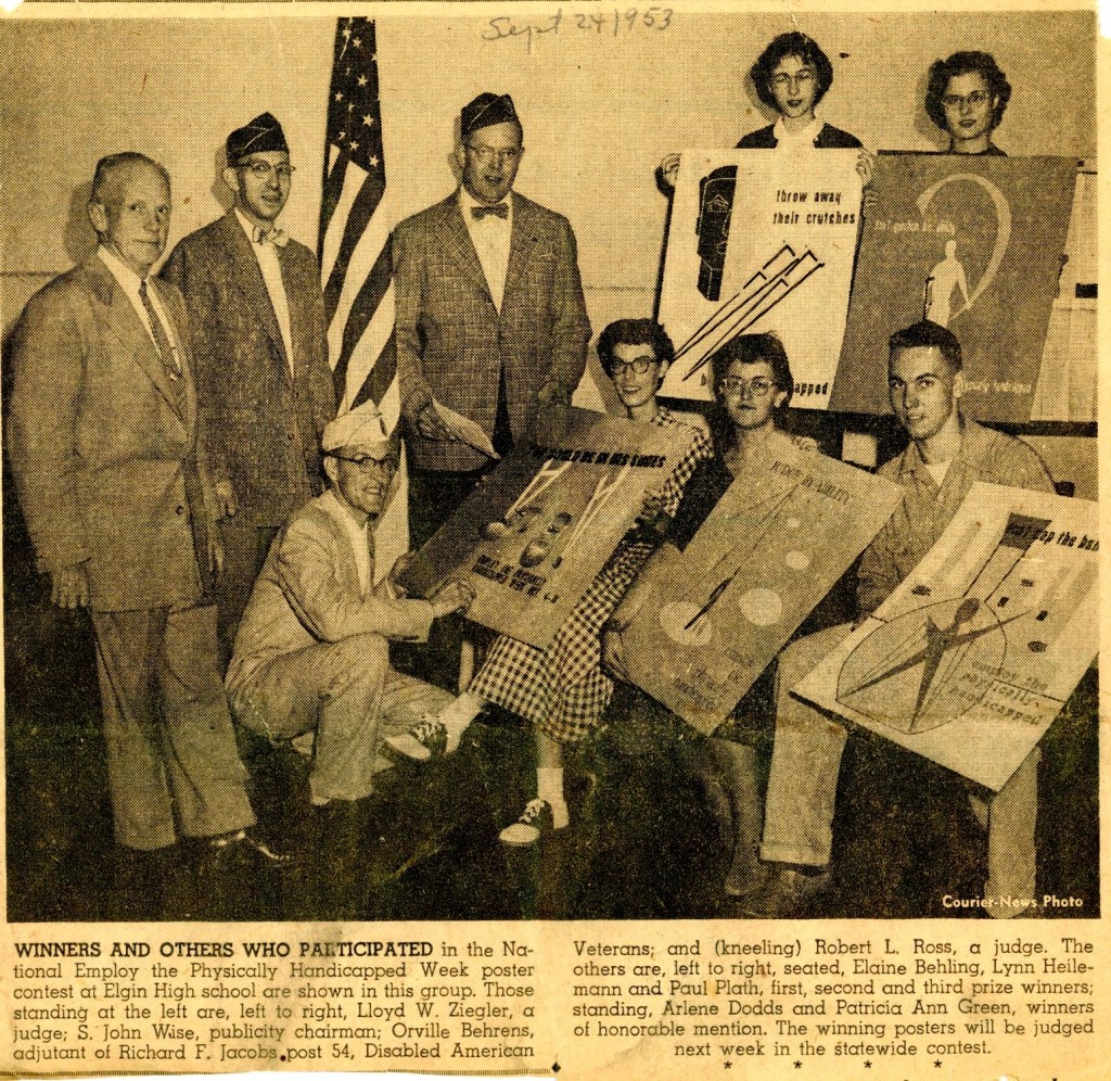 Nine people, some with posters, stand in a September 24, 1953 Newspaper photo. See post for more information.