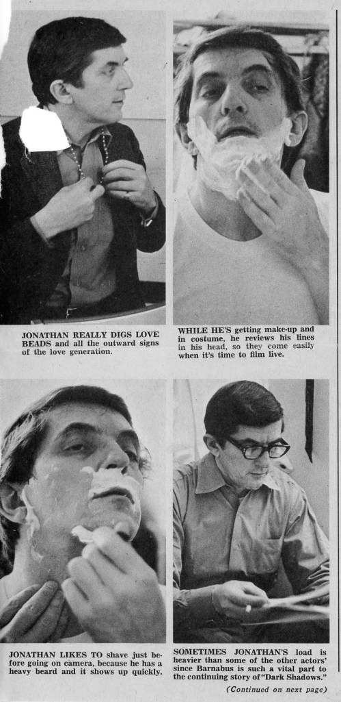 Photos of Jonathan Frid getting ready for work