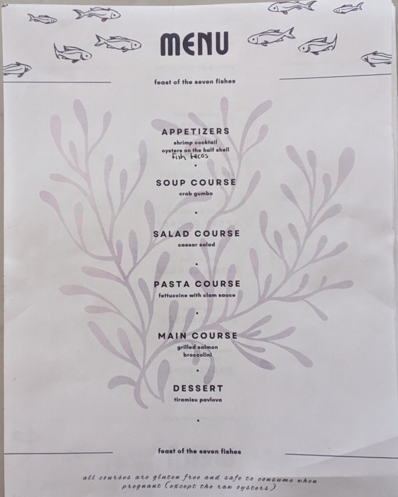 Menu for 7 fishes
